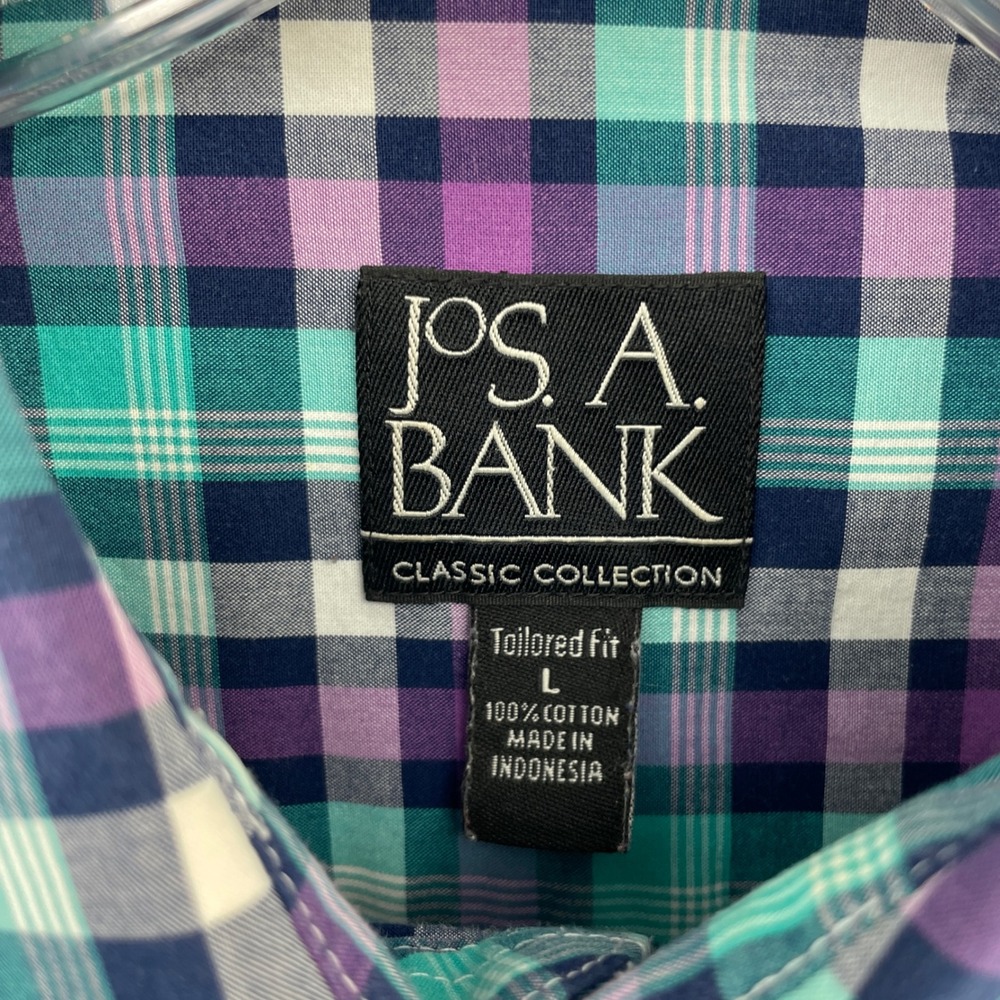 Jos A Bank Classic Collection Tailored Fit Plaid Button Down Shirt Mens Large - Picture 3 of 9
